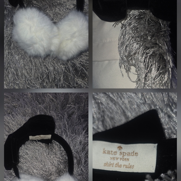 Kate Spade Black and White Faux Fur Earmuffs - Picture 1 of 1